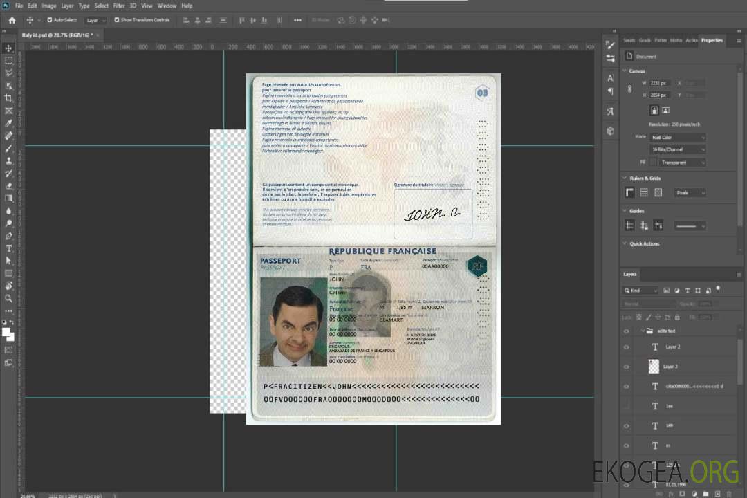 Passeport français template Passeport français template